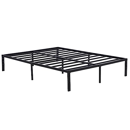 Volowoo Metal Bed Frame,Simple Metal Platform Bed Frame, Storage Space Under The Bed Heavy Duty Frame Bed, Durable Bed Frame, Suitable for Bedroom (Bed Height 14", Queen)