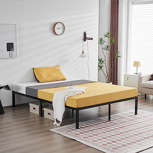 Volowoo Metal Bed Frame,Simple Metal Platform Bed Frame, Storage Space Under The Bed Heavy Duty Frame Bed, Durable Bed Frame, Suitable for Bedroom (Bed Height 14", Queen)