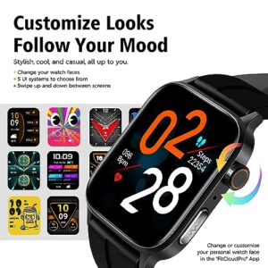 Smart Watch with Blood Glucose Monitor for Men Women, Bluetooth Calling Smartwatch for Android iOS Phones, Non-invasive Blood Sugar Test Oxygen Pressure Fitness Tracker Watch, 1.85" Touch Screen