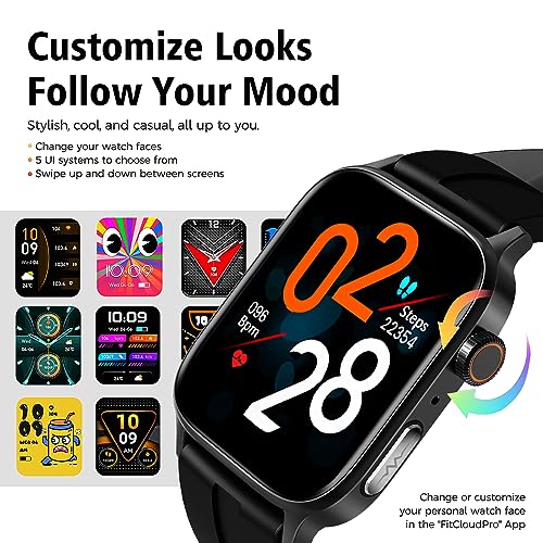 Smart Watch with Blood Glucose Monitor for Men Women, Bluetooth Calling Smartwatch for Android iOS Phones, Non-invasive Blood Sugar Test Oxygen Pressure Fitness Tracker Watch, 1.85" Touch Screen