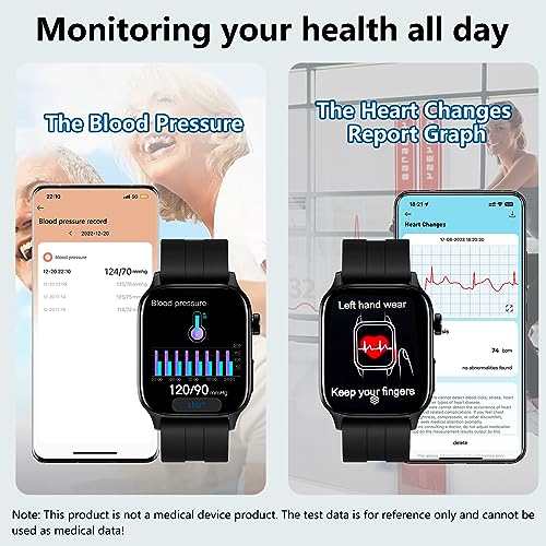 Smart Watch with Blood Glucose Monitor for Men Women, Bluetooth Calling Smartwatch for Android iOS Phones, Non-invasive Blood Sugar Test Oxygen Pressure Fitness Tracker Watch, 1.85" Touch Screen