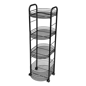 yetingshop 4-tier metal utility rolling cart, mobile utility cart with lockable caster wheels, storage shelves organizer cart, easy assembly,for bathroom, kitchen, office, workshop,black