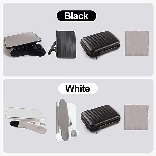 2PCS Smartphone Camera Mirror Reflection Clip Kit - Selfie Reflector for Mobile Phone Cameras - Travel-Friendly Black Universal Phone Clip - Compatible with All Smartphones(White and Black)