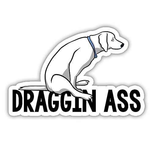 Akira Draggin' Ass Sticker, Blue Collar Sticker, Lineman Hard Hat Sticker, Electrician Sticker, Cute Dog Sticker, Water Assitant Die-Cut Dad Decals for Laptop, Phone, Water Bottles, Kindle Sticker