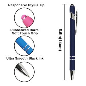 RGFF 12-Count Pack Retractable Ballpoint Pen, Black Ink, Assorted Colors, Silky Writing Rolling Ball Gel Pens, 2-in-1 stylus (A)