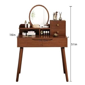 Vanity Set With Lights Makeup Vanity Dressing Table Vanity Desk With Mirror And Lights Makeup Vanity With Drawers With 3 Color Touch Screen Dimming Mirror Dresser Desk 31.5×16×51inch ( Color : Brown ,