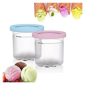undr 2/4/6pcs creami deluxe pints, for ninja creami,16 oz pint containers with lids safe and leak proof compatible with nc299amz,nc300s series ice cream makers,pink+blue-2pcs