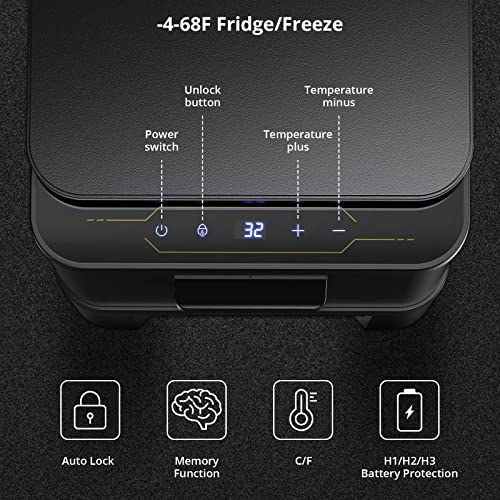 ACONEE 12 Volt Car Refrigerator 42 Qt RV Portable Freezer Electric Cooler Compressor Car Fridge -4℉-68℉ Car Fridge 12/24V DC & 100-240V AC for Car, RV, Truck, Van, Camping, Travel, Outdoor