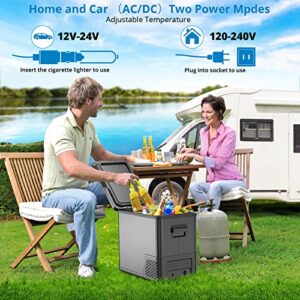 ACONEE 12 Volt Car Refrigerator 42 Qt RV Portable Freezer Electric Cooler Compressor Car Fridge -4℉-68℉ Car Fridge 12/24V DC & 100-240V AC for Car, RV, Truck, Van, Camping, Travel, Outdoor