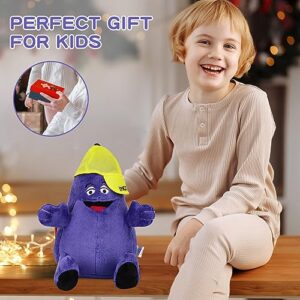 8.2 inch Grimace Plush Toy Purple Grimace Shake Stuffed Animal Puppet for Kids and Fans Happy Birthday Gifts (Free Grimace Keychain)