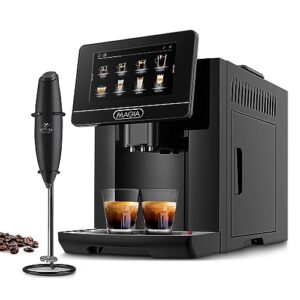 zulay powerful milk frother & magia super automatic coffee espresso machine - frother handheld foam maker for lattes - espresso coffee maker with easy to use 7” touch screen - drink mixer for coffee
