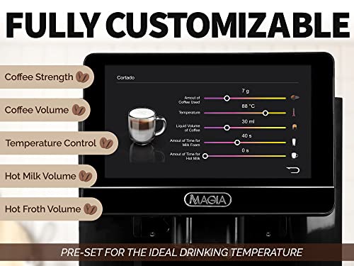 Zulay Powerful Milk Frother & Magia Super Automatic Coffee Espresso Machine - Frother Handheld Foam Maker for Lattes - Espresso Coffee Maker With Easy To Use 7” Touch Screen - Drink Mixer for Coffee