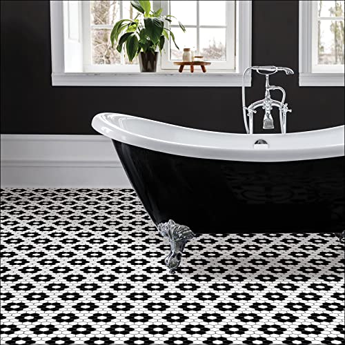 FloorPops FP3931 Biscotto Peel & Stick Floor Tiles, Black (Pack of 2)