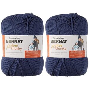 bernat big ball chunky solid yarn, 14 oz, gauge 6 super bulky, 100% acrylic, faded denim (pack of 2)