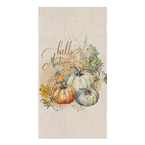 Chees D Zone Fall Pumpkin Thanksgiving Retro Linen Kitchen Towels Dish Cloth Towel Absorbent Hand Towel Cleaning Cloth,Autumn Vintage Leaves Dishcloth Quick Drying for Dishes Counter 1 Pack