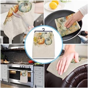 Chees D Zone Fall Pumpkin Thanksgiving Retro Linen Kitchen Towels Dish Cloth Towel Absorbent Hand Towel Cleaning Cloth,Autumn Vintage Leaves Dishcloth Quick Drying for Dishes Counter 1 Pack