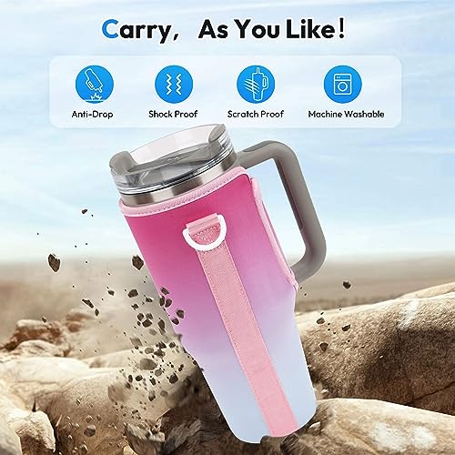 Tsinlan.ayn Water Bottle Holder Bag compatible for Stanley Quencher H2.0 Tumbler 40 oz cup with Adjustable Shoulder Strap, pouch sleeve Carrier Accessories for Stanley for Hiking Travelling Camping