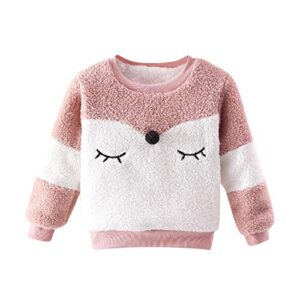 hoodies warm tops sweatshirt for kid girls cotton knitted sweatshirt cardigans child fall warm (pink, 18-24 years)