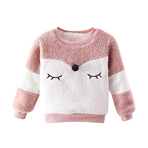 Hoodies Warm Tops Sweatshirt for Kid Girls Cotton Knitted Sweatshirt Cardigans Child Fall Warm (Pink, 18-24 Years)