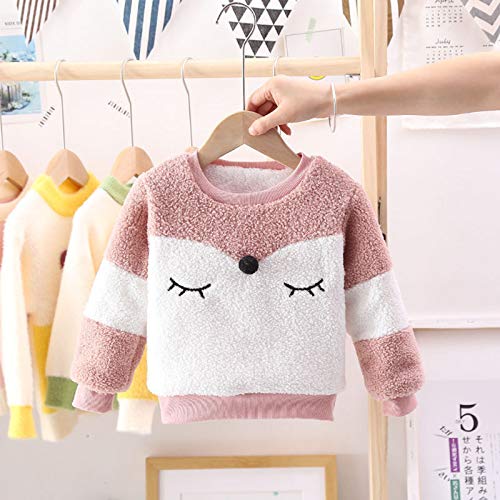 Hoodies Warm Tops Sweatshirt for Kid Girls Cotton Knitted Sweatshirt Cardigans Child Fall Warm (Pink, 18-24 Years)