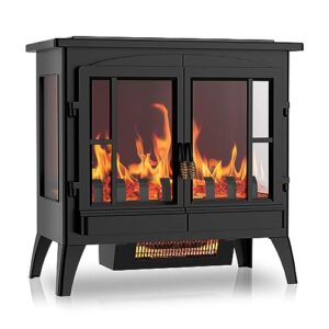 electric fireplace stove, indoor freestanding fireplace heater with 3d realistic flame, infrared electric stove heater,overheating safety system,thermostat, portable 1000w/1500w(23 inch)