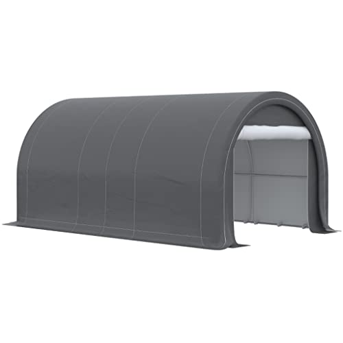 LIRUXUN 16' X 10' Carport, Heavy Duty Portable Garage/Storage Tent ， Garden Tools, Outdoor Work, Gray