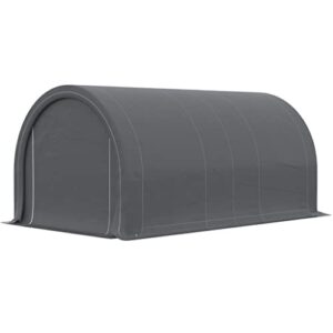 LIRUXUN 16' X 10' Carport, Heavy Duty Portable Garage/Storage Tent ， Garden Tools, Outdoor Work, Gray