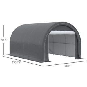 LIRUXUN 16' X 10' Carport, Heavy Duty Portable Garage/Storage Tent ， Garden Tools, Outdoor Work, Gray