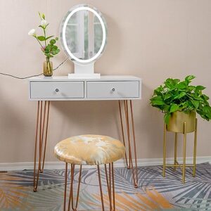 kindmin makeup vanity table set with 3 modes adjustable lighted mirror cushioned stool, dressing table for small space