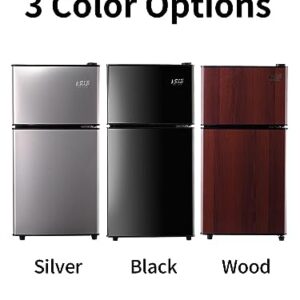 KRIB BLING Refrigerator 3.5 Cu.Ft with Freezer,Vintage Double Door,Lock Fresh,7 Level Adjustable Thermostat ct for Dorm, Bar, Office,Kitchen, Apartment，Black