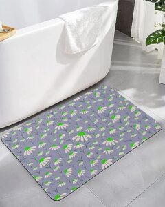 flower purple bath mat for tub,non slip bathroom floor runner rug quick dry & absorbent diatomaceous earth shower sink kitchen living room washable doormat,elegant florals vintage spring plant 16"x24"