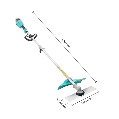 Rosyouth Lawn Trimmer, Electric Lawn Mower Garden Grass Cutter Cordless with Wheels, with Armrest, 24 V / 6Ah Lithium Battery, 1300 W Motor Power for Lawn, Yard, Soil Cultivation