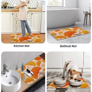 Fall Leaves Bath Mat for Tub,Non Slip Bathroom Floor Runner Rug Quick Dry & Absorbent Diatomaceous Earth Kitchen Room Shower Sink Washable Doormat,Retro Middle Century Orange Yellow Leaf 18"x30"