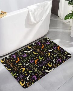 halloween bath mat for tub,non slip bathroom floor runner rug quick dry & absorbent diatomaceous earth shower sink kitchen living room washable doormat,spooky horror watercolor bat purple 16"x24"
