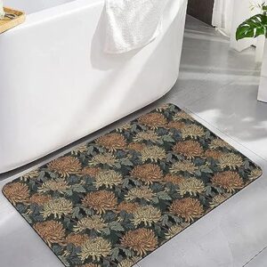 Dahlia Flower Bath Mat for Tub,Non Slip Bathroom Floor Runner Rug Quick Dry & Absorbent Diatomaceous Earth Kitchen Room Shower Sink Washable Doormat,Country Farmhouse Chrysanthemum Floral 16"x24"