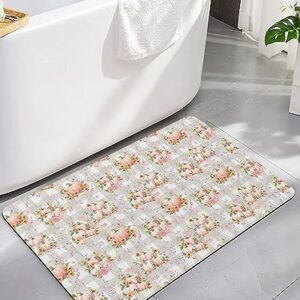 Pumpkin Sunflower Bath Mat for Tub,Non Slip Bathroom Floor Runner Rug Quick Dry & Absorbent Diatomaceous Earth Kitchen Shower Sink Washable Doormat,Thanksgiving Fall Eucalyptus Leaves Lattice 16"x24"