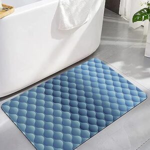Gradient Blue Bath Mat for Tub,Non Slip Bathroom Floor Runner Rug Quick Dry & Absorbent Diatomaceous Earth Kitchen Shower Sink Washable Doormat,Modern Geometry Minimalist Fish Scale Lattice 20"x32"