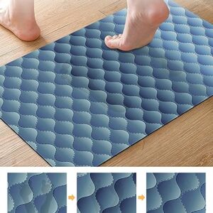 Gradient Blue Bath Mat for Tub,Non Slip Bathroom Floor Runner Rug Quick Dry & Absorbent Diatomaceous Earth Kitchen Shower Sink Washable Doormat,Modern Geometry Minimalist Fish Scale Lattice 20"x32"