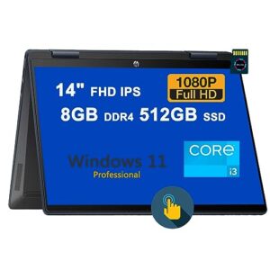 hp pavilion x360 14 2-in-1 laptop | 14" fhd ips multi-touch display | 12th gen intel 6-core i3-1215u processor (>7-1165g7) | 8gb ddr4 512gb ssd | usb-c hdmi b&o win11pro black + 32gb microsd card