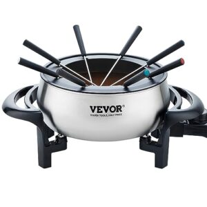 vevor electric fondue pot set, 3 qt melter for cheese & chocolate with 8 forks, candy warmer with temp control, 1000w non-stick stainless steel melting for dessert, broth, wax candle, party gift