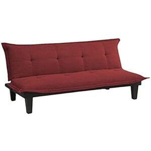 sofas convertible futon couch bed with microfiber upholstery and wood legs, red