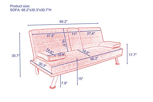 ERYE Modern Futon Sofa Loveseat Convertible Sleeper Couch Bed for Small Space Apartment Office Living Room Furniture Sets,Tufted Upholstered Love Seat