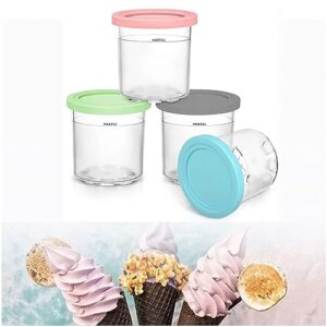 VRINO Creami Pints and Lids, for Ninja Creami Containers 4 Pack,16 OZ Ice Cream Containers with Lids Dishwasher Safe,Leak Proof for NC301 NC300 NC299AM Series Ice Cream Maker