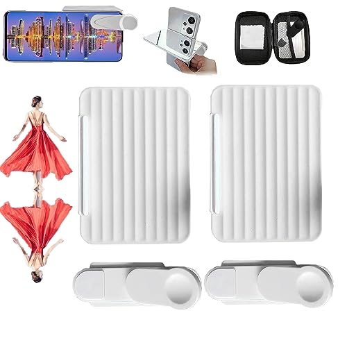 WOSLXM Mirror Reflection for Phone Camera, Smartphone Camera Mirror Reflection Clip Kit, Mobile Phone Reflection Camera Clip Selfie Reflector, Suitable for Travel and Easy to Carry (2Pcs White)