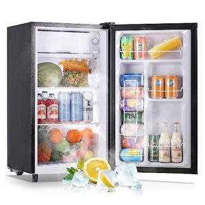 wanai refrigerator 3.2 cu.ft single door fridge with freezer refrigerator with 5 adjustable temperature led lights removable storage shelves apartment size refrigerator for bedroom dorm office silver