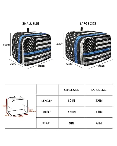 Toaster Cover, 4 Slice Toaster Cover Rustic America National Flag Black Blue Line Kitchen Small Appliance Covers, Dust and Machine Washable Bread Maker Cover (12w X 11d X 8h)