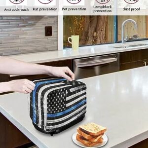 Toaster Cover, 4 Slice Toaster Cover Rustic America National Flag Black Blue Line Kitchen Small Appliance Covers, Dust and Machine Washable Bread Maker Cover (12w X 11d X 8h)