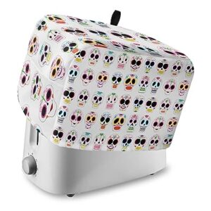 Toaster Cover, 2 Slice Toaster Cover Halloween Sugar Skull Day of The Dead Pattern Kitchen Small Appliance Covers, Dust and Machine Washable Bread Maker Cover (12w X 7.5d X 8h)