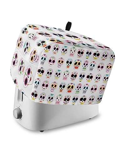 Toaster Cover, 2 Slice Toaster Cover Halloween Sugar Skull Day of The Dead Pattern Kitchen Small Appliance Covers, Dust and Machine Washable Bread Maker Cover (12w X 7.5d X 8h)