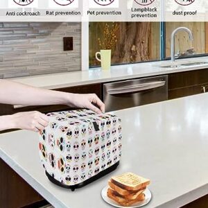 Toaster Cover, 2 Slice Toaster Cover Halloween Sugar Skull Day of The Dead Pattern Kitchen Small Appliance Covers, Dust and Machine Washable Bread Maker Cover (12w X 7.5d X 8h)